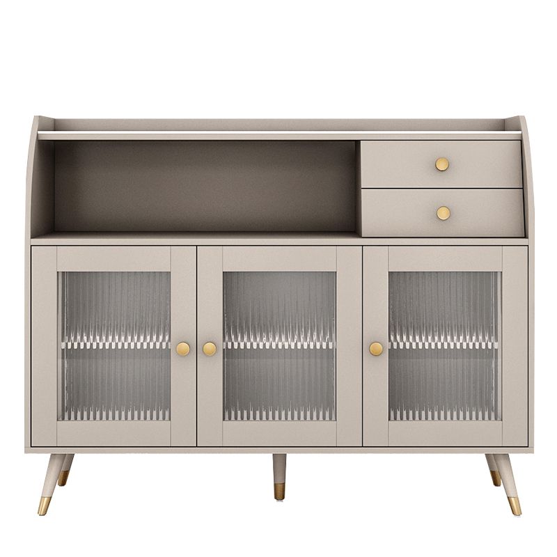 2-drawer Side Board Adjustable Shelving Sintered Stone Server with Glass Door Clearhalo 'buffet_sideboard' 'Buffets & Sideboards' 'furn' 'furn_buffet_sideboard' 'Furniture' 'Kitchen & Dining Furniture' 1200x1200_9ab12071-e4fe-4683-9037-5e64d8f21130