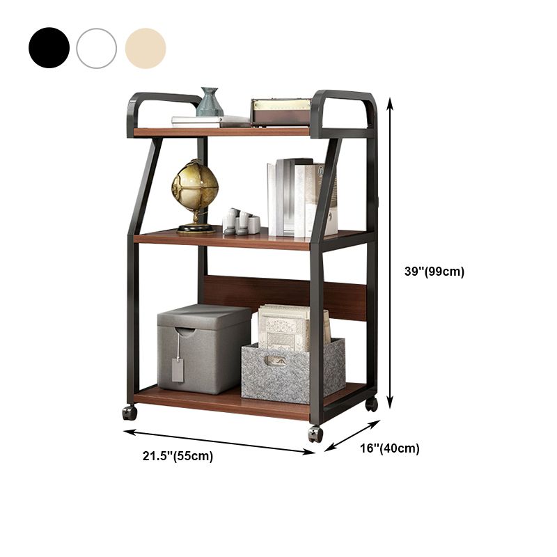Contemporary Style Bookshelf Casters Bookcase for Study Room and Office