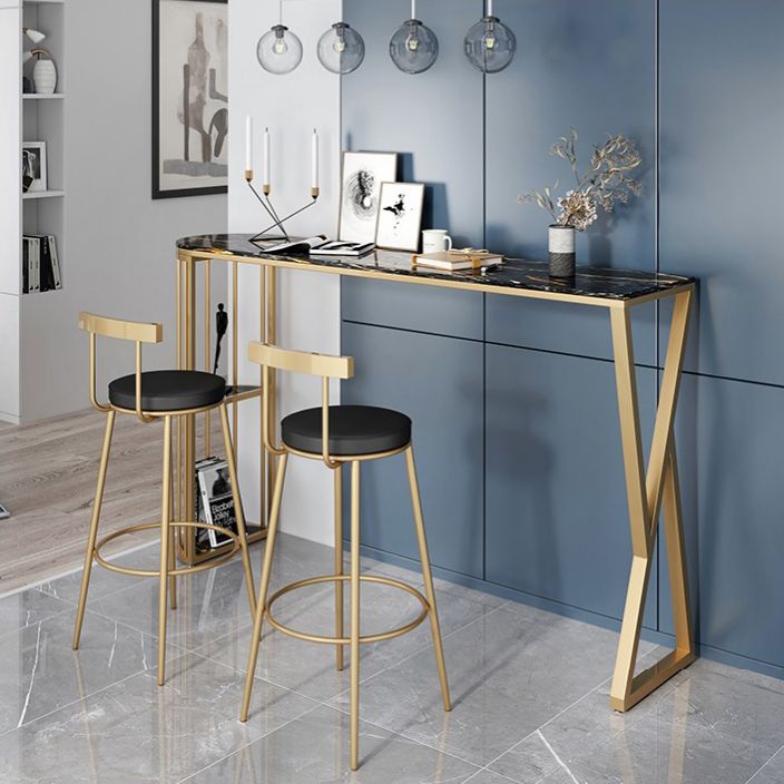 Contemporary Round Bar and Counter Stool Metal Stool with 4 Gold Legs Clearhalo 'Bar Furniture' 'Bar Stools' 'bar_stools' 'furn' 'furn_bar_stools' 'Furniture' 'furniture_bar_stools' 'Kitchen & Dining Furniture' 1200x1200_9ab2cb0d-23b9-4cec-90a5-5a62ce9d866f