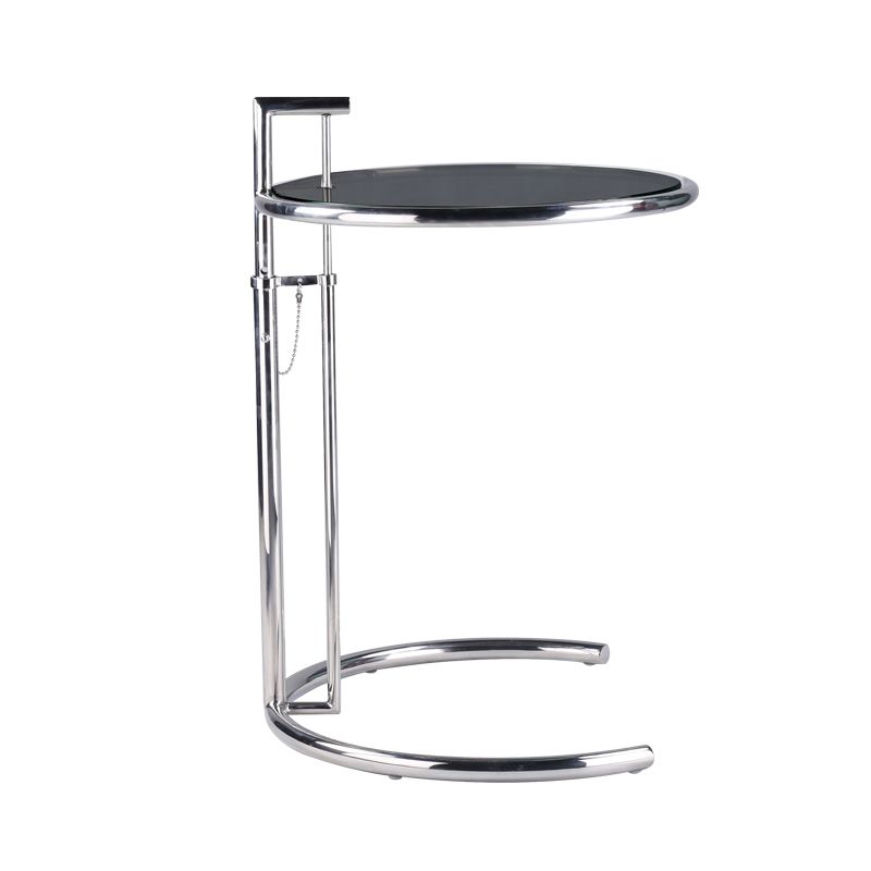 Moderne 20-inch ronde glazen bovenste eindtafel metalen c bijzettafel- verstelbare hoogte