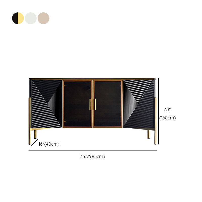 Sideboard -Glastüren im Glam -Stil Steinseitenbrett mit Schränken