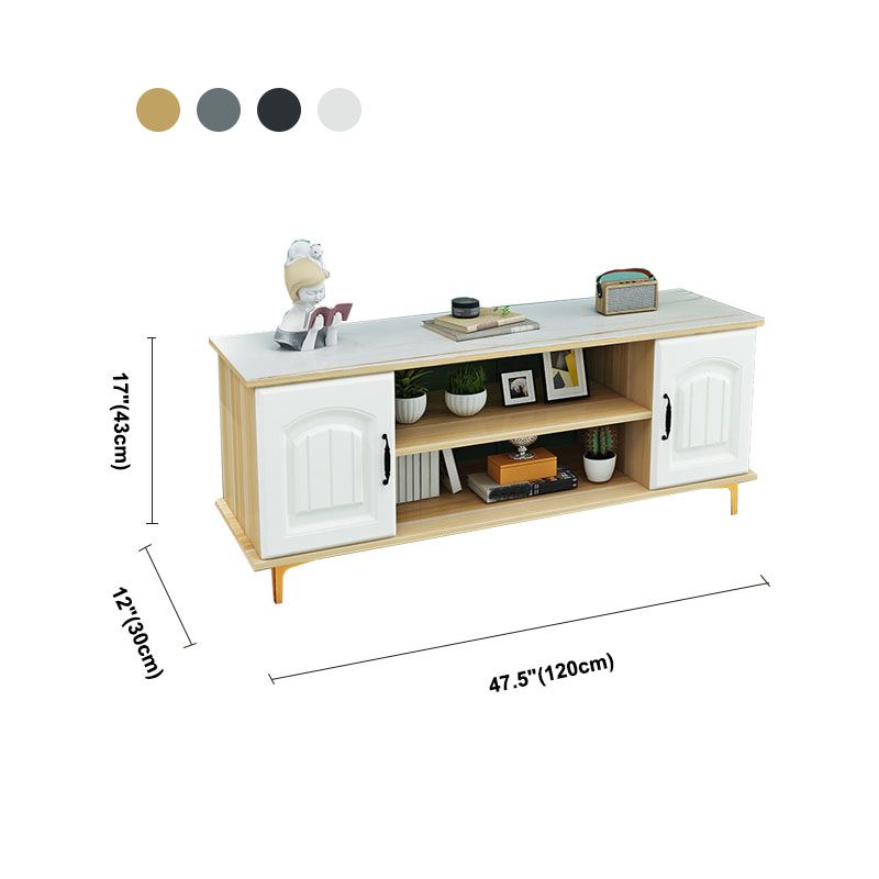 Console TV in legno moderno Console Open Storage TV con 2 porte, 12 "D x 17" H