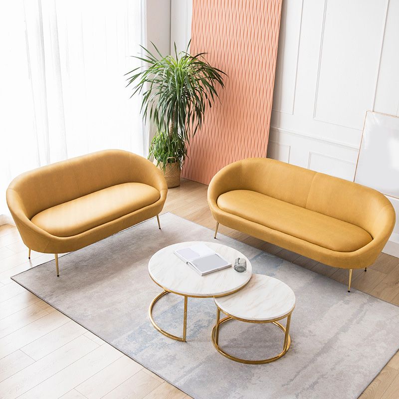 Faux Leather Sofa Mid Century Modern 30.31" High Curved Sofa Clearhalo 'furn' 'furn_sofas' 'Furniture' 'furniture_sofas' 'kitchen' 'kitchen_sofas' 'Living Room Furniture' 'Sofa' 'sofas' 1200x1200_9ab60c88-10b9-48b5-a97f-357e91c2c7e3