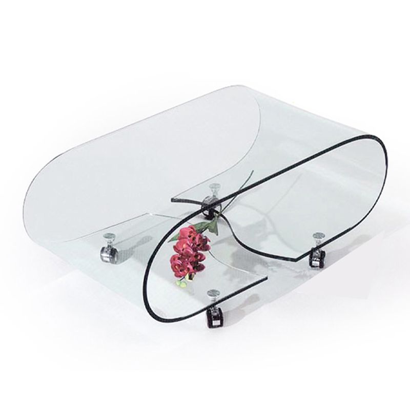 Modern Style Glass Top Coffee Cocktail Table with Storage Shelf Clearhalo 'Coffee & Accent Tables' 'Coffee Tables' 'coffee_tables' 'furn' 'furn_coffee_tables' 'Furniture' 'Living Room Furniture' 1200x1200_9ab6bd96-1969-42fb-9647-80611b949301