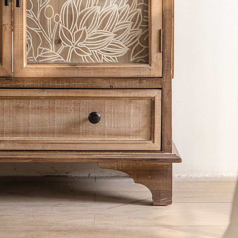 Traditional Oil Oak Curio Cabinet Glass Doors Hutch Buffet with Doors Clearhalo 'Display & China Cabinets' 'display_china_cabinets' 'furn' 'furn_display_china_cabinets' 'Furniture' 'Kitchen & Dining Furniture' 1200x1200_9ab7625e-a364-4467-afd7-bd6b4b92847f