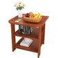 Transitional Square Wood End Table 4 Legs Sofa Side Table with Shelves