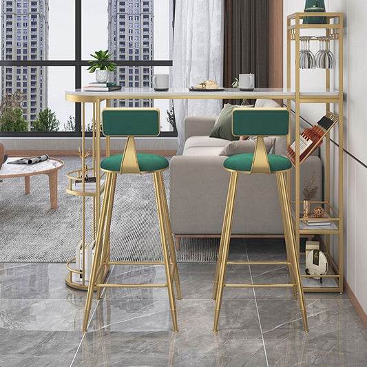 Metal Round Dining Stools Low Back Dining Stools with Footrest