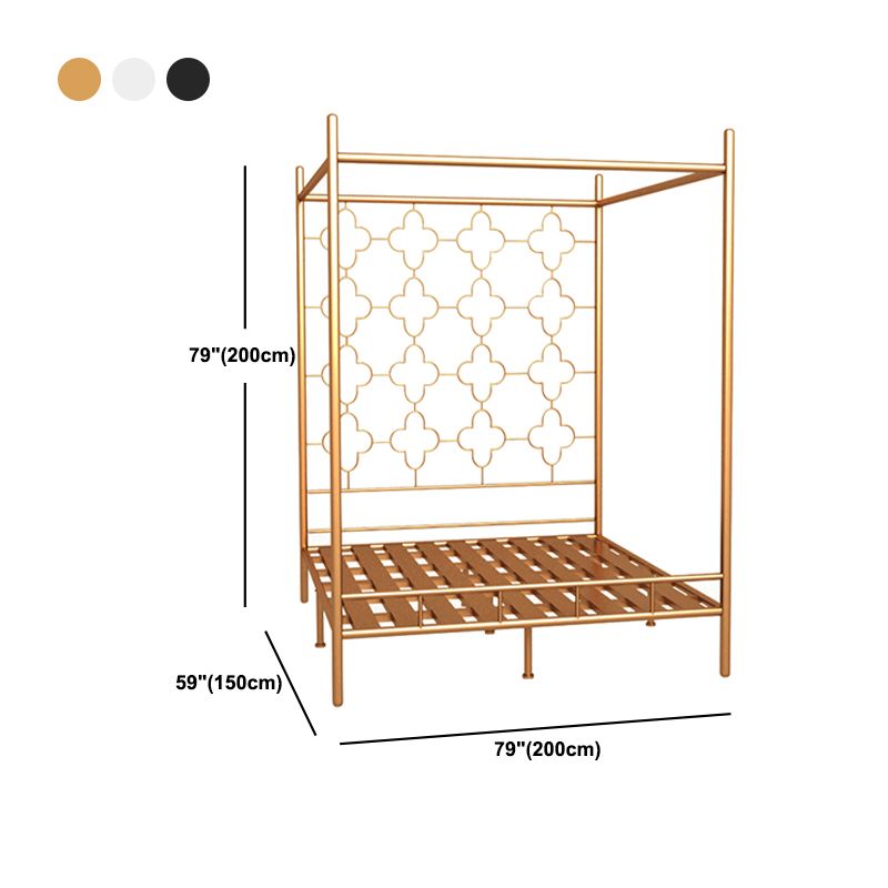 Metal Four Poster Bed con cabecera de marco abierto, cama estándar glamorosa