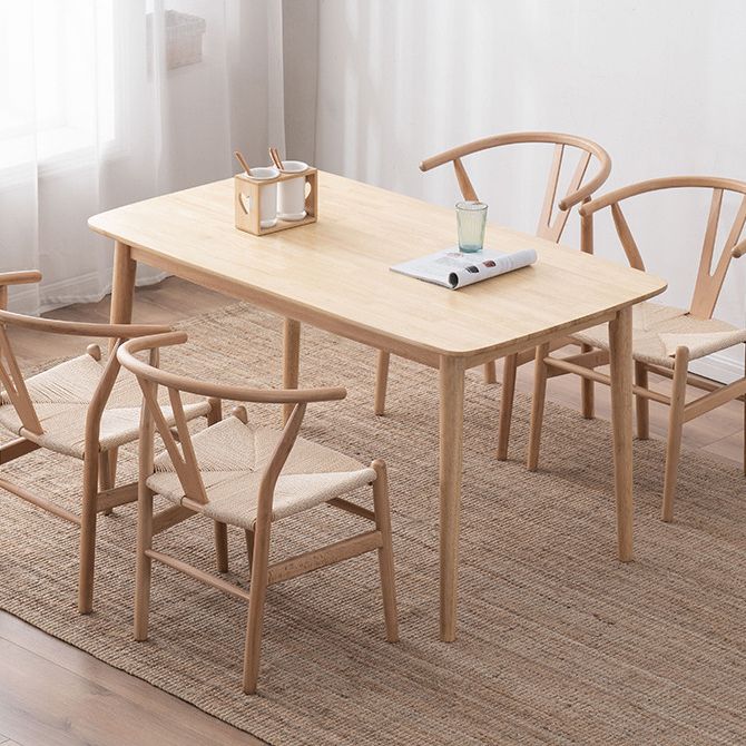 Contemporary Dining Table Rubberwood Rectangle Solid Wood 4 Legs Table for Home Clearhalo ' dining_table' 'Dining Tables & Seating' 'Dining Tables' 'furn' 'furn_dining_table' 'Furniture' 'furniture_dining_table' 'Kitchen & Dining Furniture' 'kitchen&dining_furn' 'kitchen' 'kitchen_dining_table' 1200x1200_9abd67fe-36da-4504-8093-1d831e253ff7