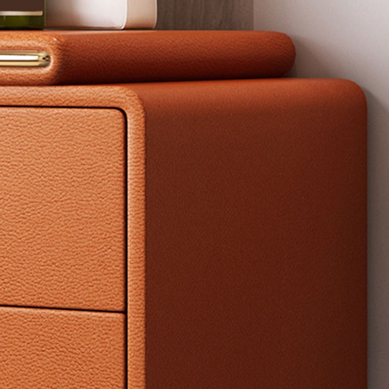 Luxurious Leather Vanity Makeup Table Set 2 Drawers Vanity Table with Mirror & Stool