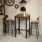 Industrial Square Solid Wood Bar Table Set 1/2/3/5 Pieces Counter Table with High Stools