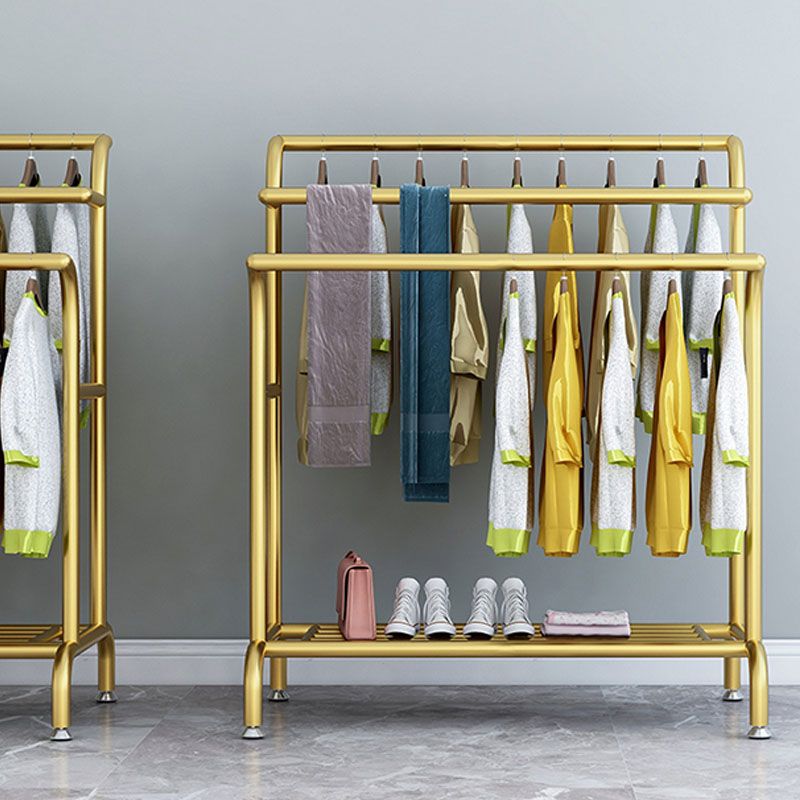 Colgador de capa de metal moderno 3 rieles colgantes y soporte de pasillo de estante inferior