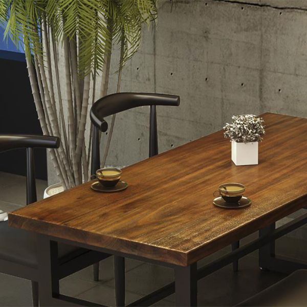 Industrial Style Rectangle Table Set 1/4/5 Pieces Dining Set with Metal Legs for Home Use