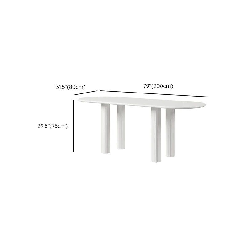 Modern White Dining Table Solid Wood Dinner Table for Dining Room