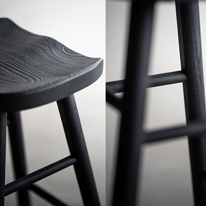 Taburete de bar de estilo moderno, taburete de bar de madera maciza negra para interior
