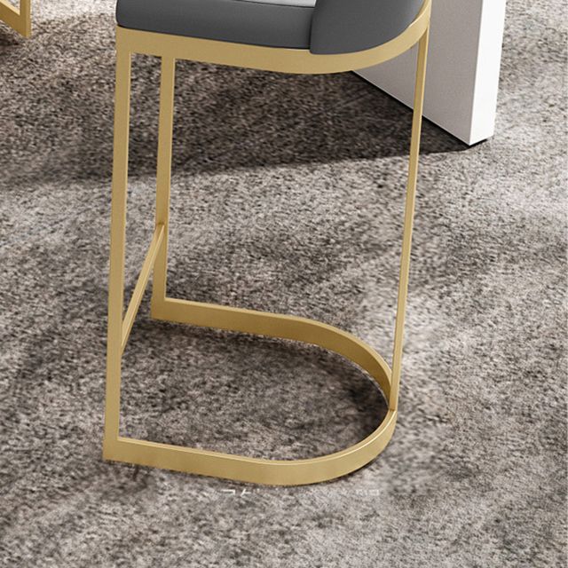 Upholstered Dining Stool Bucket Bar Stool with Gold Metal Base