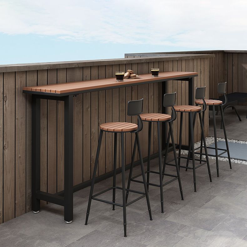 Modern Rectangle Outdoor Patio Bar Table Wood Natural Bistro Bar Height Cocktail Table Clearhalo 'Bar Furniture' 'Bar Tables' 'bar_tables' 'furn' 'furn_bar_tables' 'Furniture' 'furniture_bar_tables' 'Kitchen & Dining Furniture' 1200x1200_9ac665b1-cbcb-4e72-aa52-acae9d31cf9f