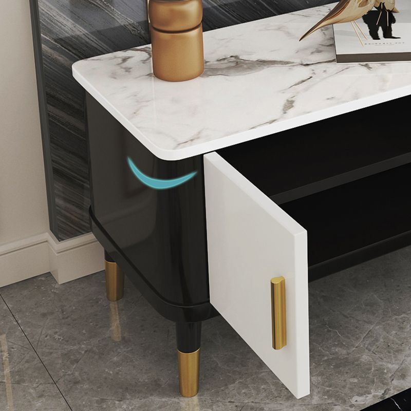 Console de télévision de rangement fermé de style glam de style glamour avec armoire