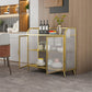 Metal and Glass Sideboard Modern Home Rectangular Side Board with Doors Clearhalo 'buffet_sideboard' 'Buffets & Sideboards' 'furn' 'furn_buffet_sideboard' 'Furniture' 'Kitchen & Dining Furniture' 1200x1200_9ac7b2eb-d3dc-4785-8228-3f40abcb06c4