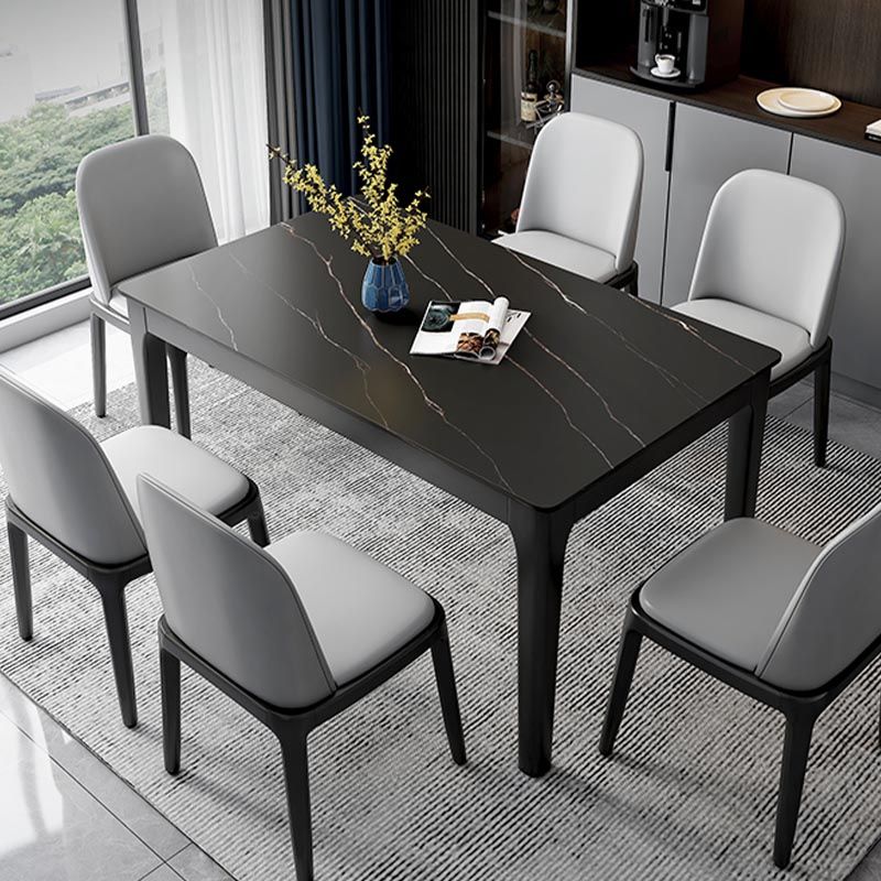 Rectangle Stone Top Dining Table Contemporary Dining Table with 4 Wood Legs Clearhalo ' dining_table' 'Dining Tables & Seating' 'Dining Tables' 'furn' 'furn_dining_table' 'Furniture' 'furniture_dining_table' 'Kitchen & Dining Furniture' 'kitchen&dining_furn' 'kitchen' 'kitchen_dining_table' 1200x1200_9ac9ec11-ece4-46c8-a103-ee92bc614785