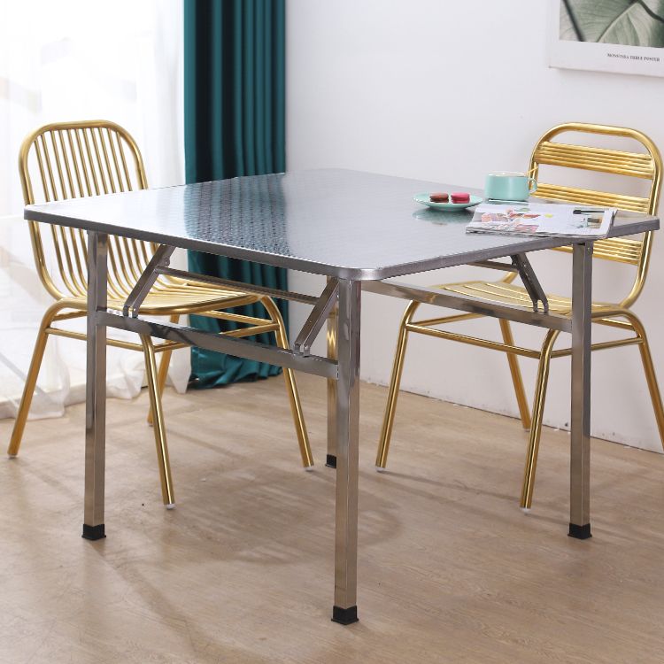 Industrial Square Stainless Steel Dining Table Standard Silver Dining Table for Kitchen Clearhalo ' dining_table' 'Dining Tables & Seating' 'Dining Tables' 'furn' 'furn_dining_table' 'Furniture' 'furniture_dining_table' 'Kitchen & Dining Furniture' 'kitchen&dining_furn' 'kitchen' 'kitchen_dining_table' 1200x1200_9aca2843-215a-432b-af41-e1bd5132ba95