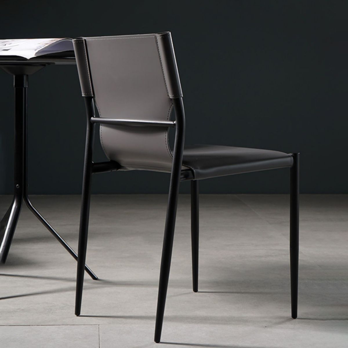 Industrial Style Leather Dining Side Chair Solid Back Armless Dining Chair Clearhalo ' kitchen&dining_furn' 'Dining Chairs' 'Dining Tables & Seating' 'dining_chair' 'furn' 'furn_dining_chair' 'Furniture' 'furniture_dining_chair' 'Kitchen & Dining Furniture' 'kitchen' 1200x1200_9aca4aea-f638-42e1-afdf-76fe2206e154