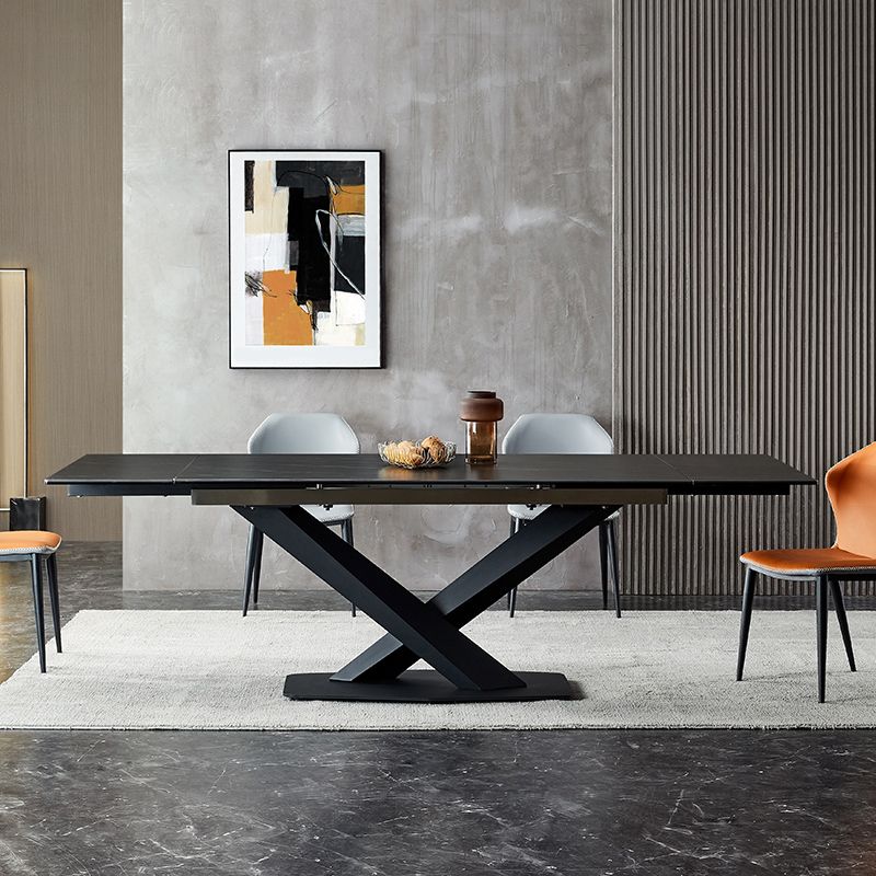 デザイナーの長方形1/4/5/6ピースディネットセット黒い石と金属製のダイニングテーブルセット