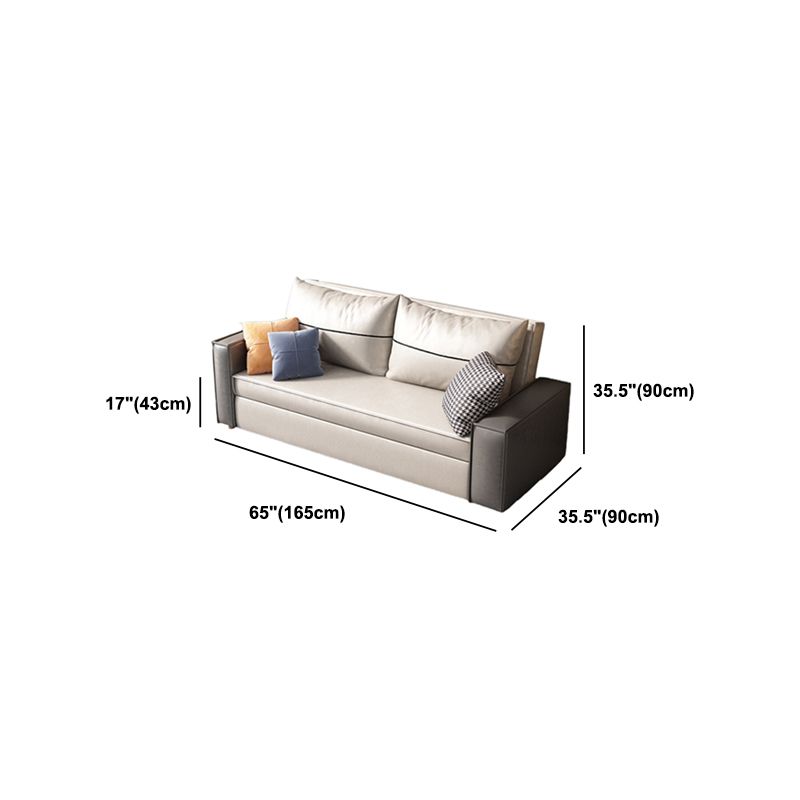Cama de sofá de cuero de faux beige 35.43 "Sofá de durmiente plegable contemporáneo de ancho