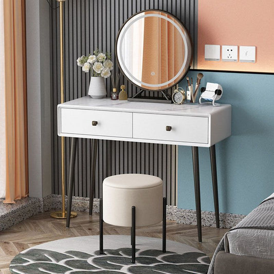 Tavolo da toeletta da trucco in pietra vanità set di sgabelli con cassetto - 31,5 "h