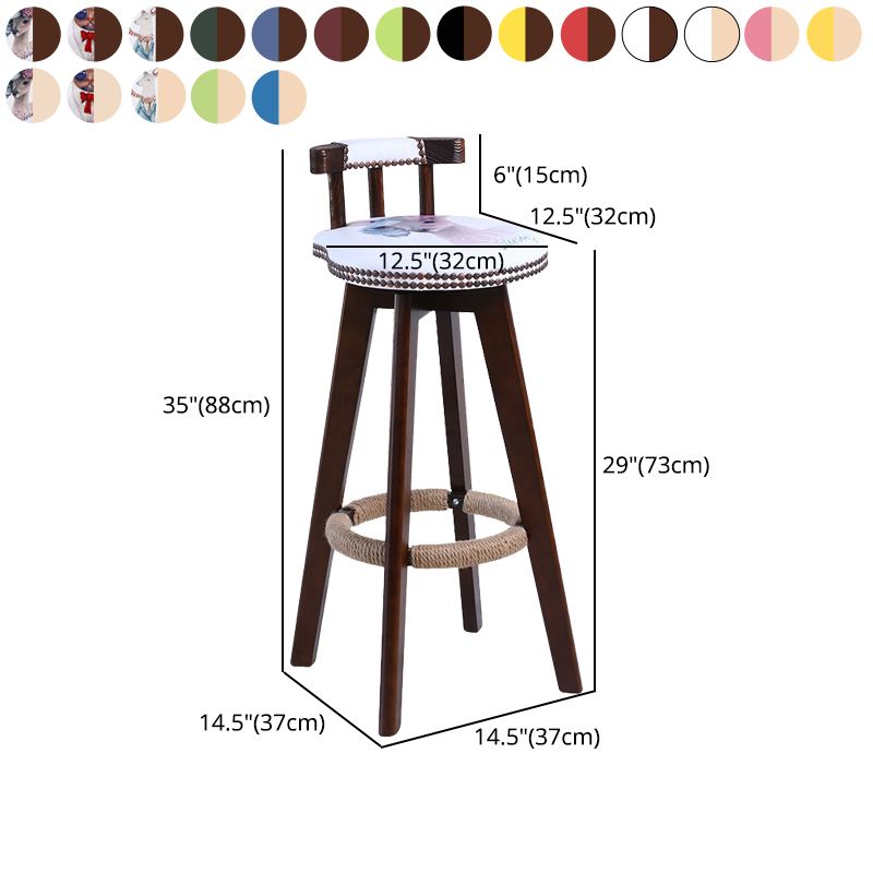 Modern Rotatable Backrest Counter Stool Wood Cafe Bar Stool with Leather Cushion and Pedal Clearhalo 'Bar Furniture' 'Bar Stools' 'bar_stools' 'furn' 'furn_bar_stools' 'Furniture' 'furniture_bar_stools' 'Kitchen & Dining Furniture' 1200x1200_9ad0b665-91c2-4a50-a1e7-473811517791