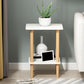 Modern Wood End Slide Table Double Tier Corner Table with Storage