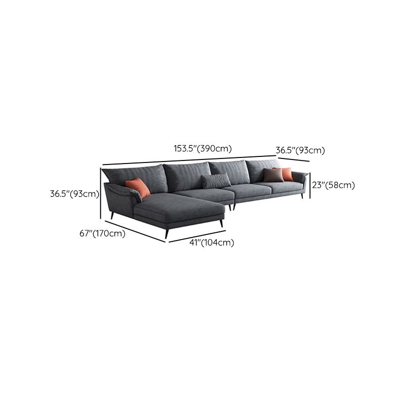 36"H Contemporary Sectional Sofa Fabric Grey Sectionals with Bostol Pillows Clearhalo 'furn' 'furn_sectionals' 'Furniture' 'Living Room Furniture' 'Sectionals' 1200x1200_9ad2526d-16e0-4ab6-bc8e-15b8ebdace4d