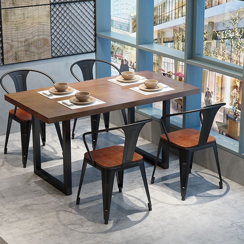 Brown Solid Wood Furniture with Chairs 1/2/3/5 Pcs Industrial Dinette Set Clearhalo 'Dining Room Sets' 'Dining Tables & Seating' 'dining_room_set' 'furn' 'furn_dining_room_set' 'Furniture' 'Kitchen & Dining Furniture' 1200x1200_9ad2c6c8-52a3-4e44-93e5-3179ecab71da