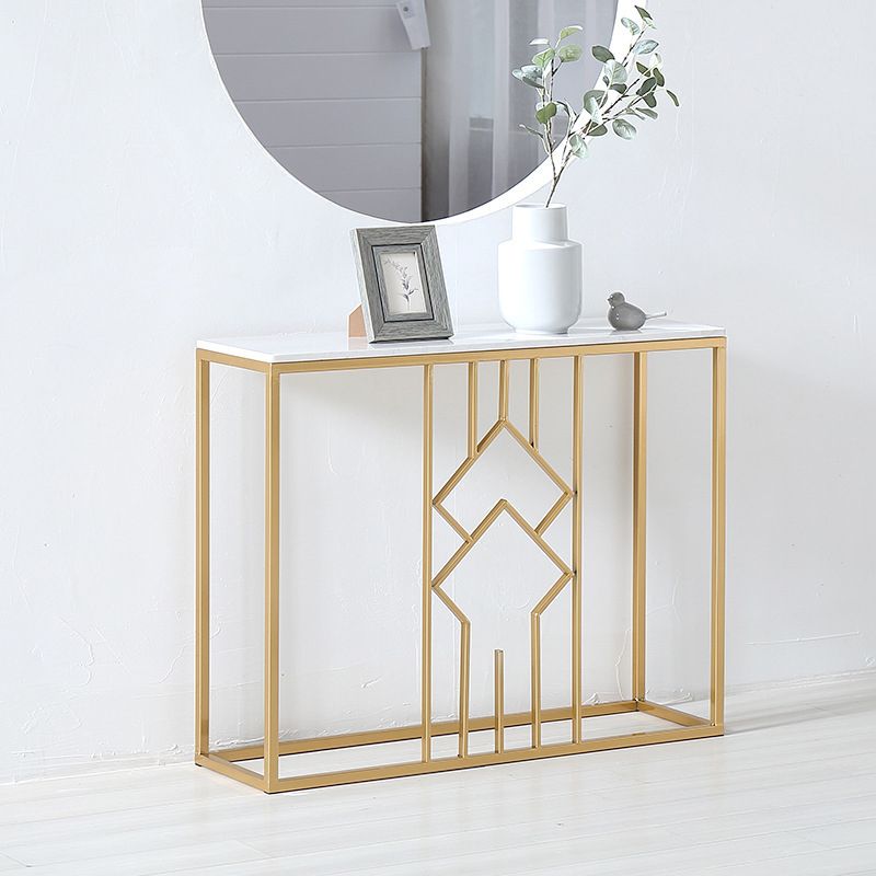 Tabella Accetn console con telaio di ferro con top di marmo bianco rettangolo