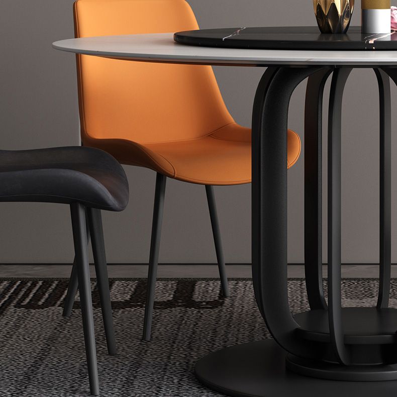 Round Stone Top Dining Table Contemporary Dining Table with Metal Pedestal Base Clearhalo 'Dining Tables & Seating' 'Dining Tables' 'dining_table' 'furn' 'furn_dining_table' 'Furniture' 'Kitchen & Dining Furniture' 1200x1200_9ad51843-85aa-46f0-9494-0587c92f3f34