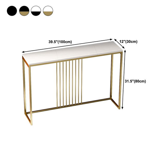 Tabella della console di base di cavalletto di ferro con tavolo accento superiore in pietra rettangolo