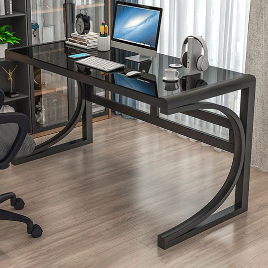 Zeitgenössischer Büro Schreibtisch Glas Antiquitäten Finish Computertisch mit Metallbeinen