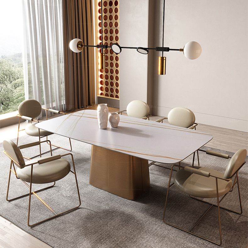 Traditional Luxury Dining Table Stone Dining Table with Pedestal Base Clearhalo 'Dining Tables & Seating' 'Dining Tables' 'dining_table' 'furn' 'furn_dining_table' 'Furniture' 'furniture_dining_table' 'Kitchen & Dining Furniture' 'kitchen' 'kitchen_dining_table' 1200x1200_9ad920f3-e7dd-407a-b0b9-971b7c0e53f7
