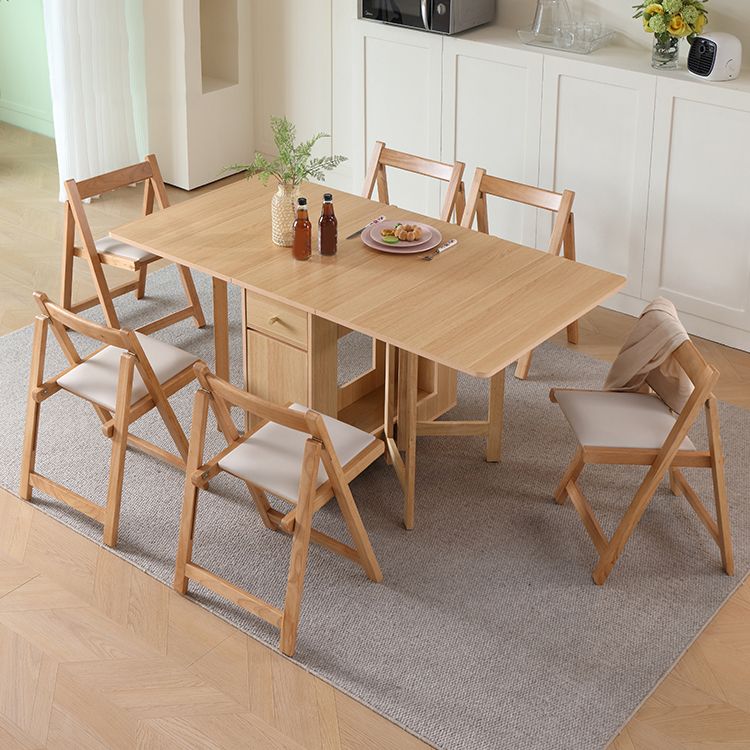 Modern Folding Dining Table Extendable for Small Spaces in Natural Clearhalo 'Dining Tables & Seating' 'Dining Tables' 'dining_table' 'furn' 'furn_dining_table' 'Furniture' 'Kitchen & Dining Furniture' 1200x1200_9ada01e9-7304-40bd-9294-31a9a559303a