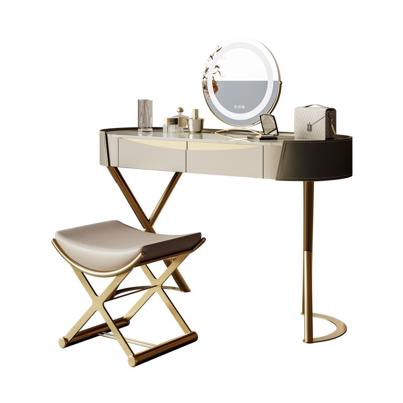Glam Dressing Table Lighted Mirror 2-Drawer Bedroom Make-up Vanity