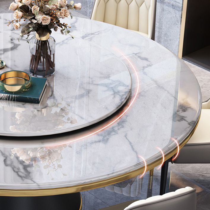 Marble Dining Table Luxury Style Single Pedestal Base Round Table for Home Clearhalo ' dining_table' 'Dining Tables & Seating' 'Dining Tables' 'furn' 'furn_dining_table' 'Furniture' 'furniture_dining_table' 'Kitchen & Dining Furniture' 'kitchen&dining_furn' 'kitchen' 'kitchen_dining_table' 1200x1200_9adb6520-29c9-41ee-bbe5-e2a3f8831157