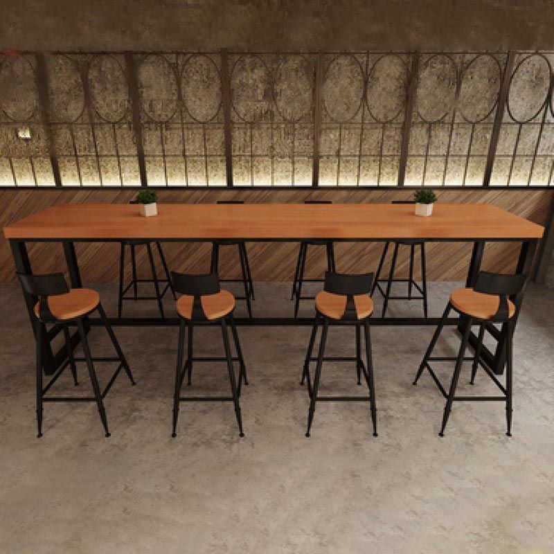 Wood Bar Table Traditional Luxury Rectangle Bar Table with Trestle Base Clearhalo 'Bar Furniture' 'Bar Tables' 'bar_tables' 'furn' 'furn_bar_tables' 'Furniture' 'furniture_bar_tables' 'Kitchen & Dining Furniture' 1200x1200_9adb786d-a1b5-4222-89b9-f3ccaef91339