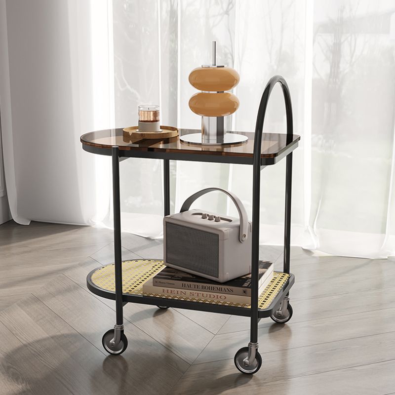 30.3" Tall Tray Top Side Accent Table Elliptical Glass Top End Table with Casters Clearhalo 'Coffee & Accent Tables' 'End & Side Tables' 'end_side_tables' 'furn' 'furn_end_side_tables' 'Furniture' 'Living Room Furniture' 1200x1200_9ade3dc3-a498-4014-a23c-a99165cf8c4c
