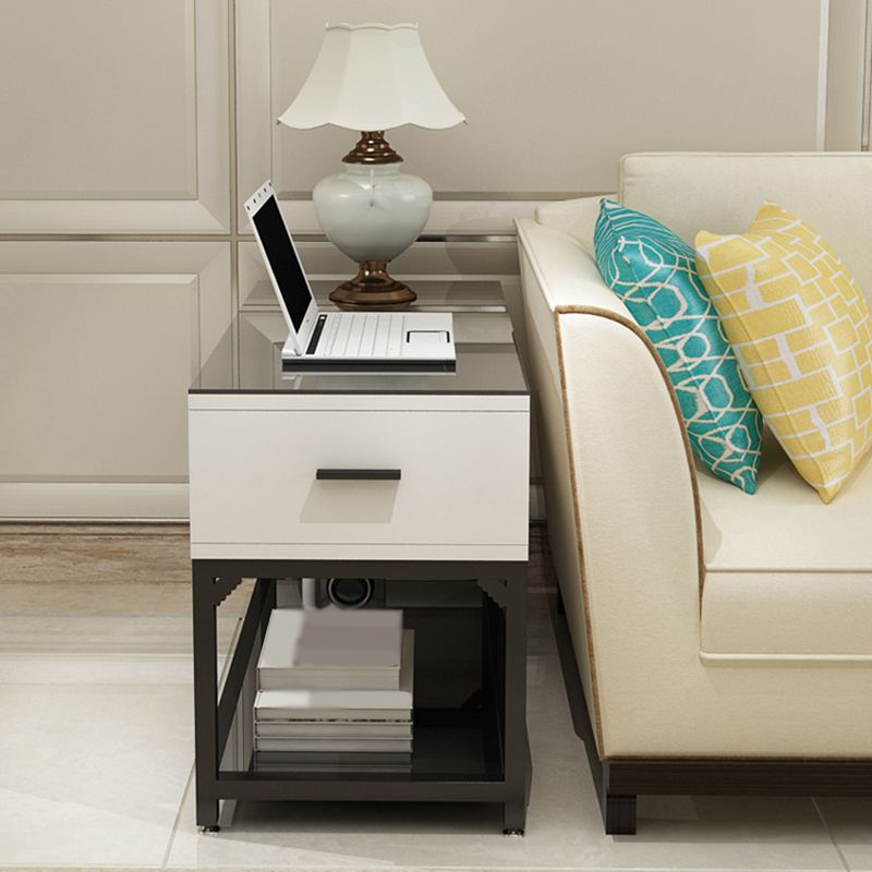 Modern Style Cocktail Table Glass Top Metal Steel Frame Rectangular Coffee Table