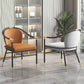 Glam Faux Leather Dining Chairs Metal Arm Dining Chairs for Restaurant Use