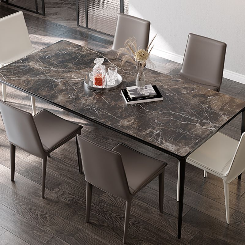 Industrial Sintered Stone Top Table Rectangular Table with Metal Base Clearhalo 'Dining Tables & Seating' 'Dining Tables' 'dining_table' 'furn' 'furn_dining_table' 'Furniture' 'Kitchen & Dining Furniture' 1200x1200_9ae3ef34-46a5-4974-a6f7-cf429ae7b525