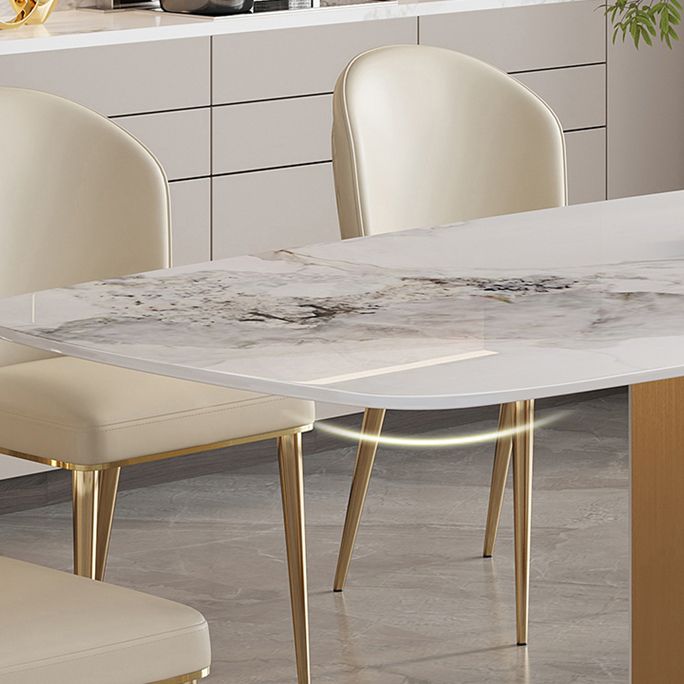 Zeitgenössisches Esssatz 1/4/5/7 PCS Stein Esstisch mit Polsterstühlen