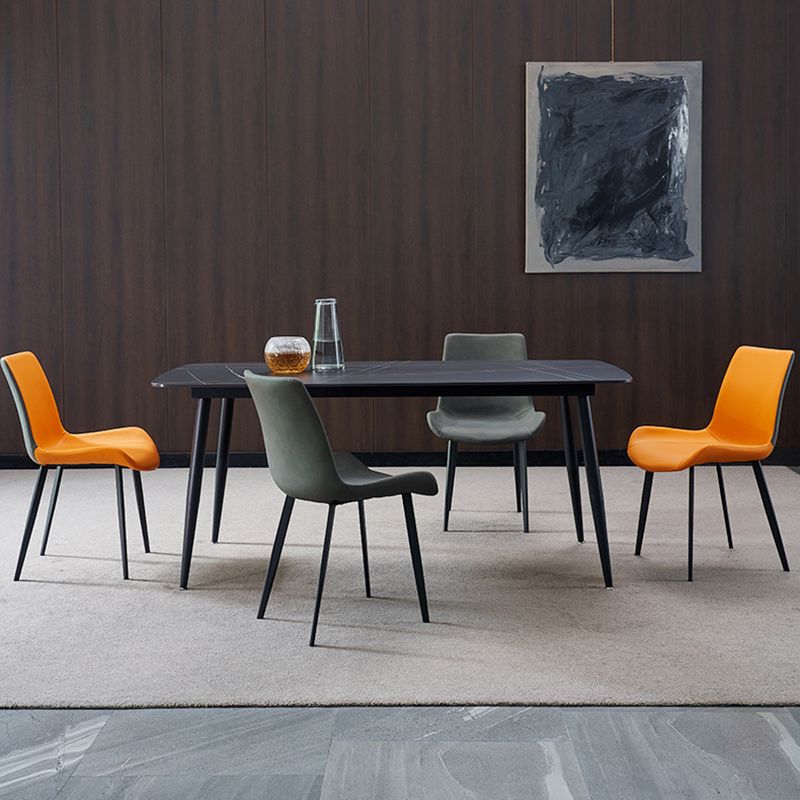 Simplicity Style Home Sintered Stone Dining Table Carbon Steel Base Rectangle Table Clearhalo ' dining_table' 'Dining Tables & Seating' 'Dining Tables' 'furn' 'furn_dining_table' 'Furniture' 'furniture_dining_table' 'Kitchen & Dining Furniture' 'kitchen&dining_furn' 'kitchen' 'kitchen_dining_table' 1200x1200_9ae9f96e-f55f-4e72-b26a-49df20af6e6f