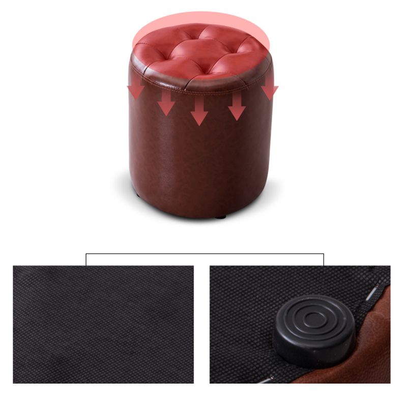 Water Resistant Cube Ottoman Square Mid-Century Modern Genuine Leather Ottoman