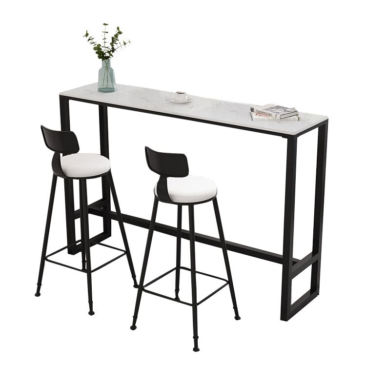 Stone Bar Dining Table Modern Rectangle Bar Table with Trestle Pedestal for Living Room Clearhalo 'Bar Furniture' 'Bar Tables' 'bar_tables' 'furn' 'furn_bar_tables' 'Furniture' 'furniture_bar_tables' 'Kitchen & Dining Furniture' 1200x1200_9aec823a-86f7-4540-88c8-47118a9529ca